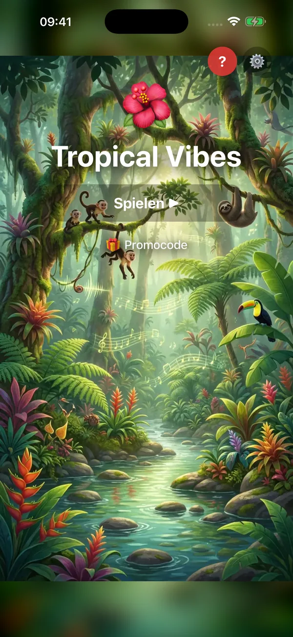 Tropical Vibes – tropischer Regenwald mit Tukan, Affen und Hibiskus, exotische Themenwelt